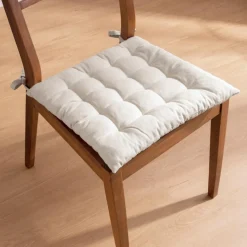 Galette De Chaise|EMINZA Coussin de chaise carré coton (40 x 40 cm) Pixel Beige