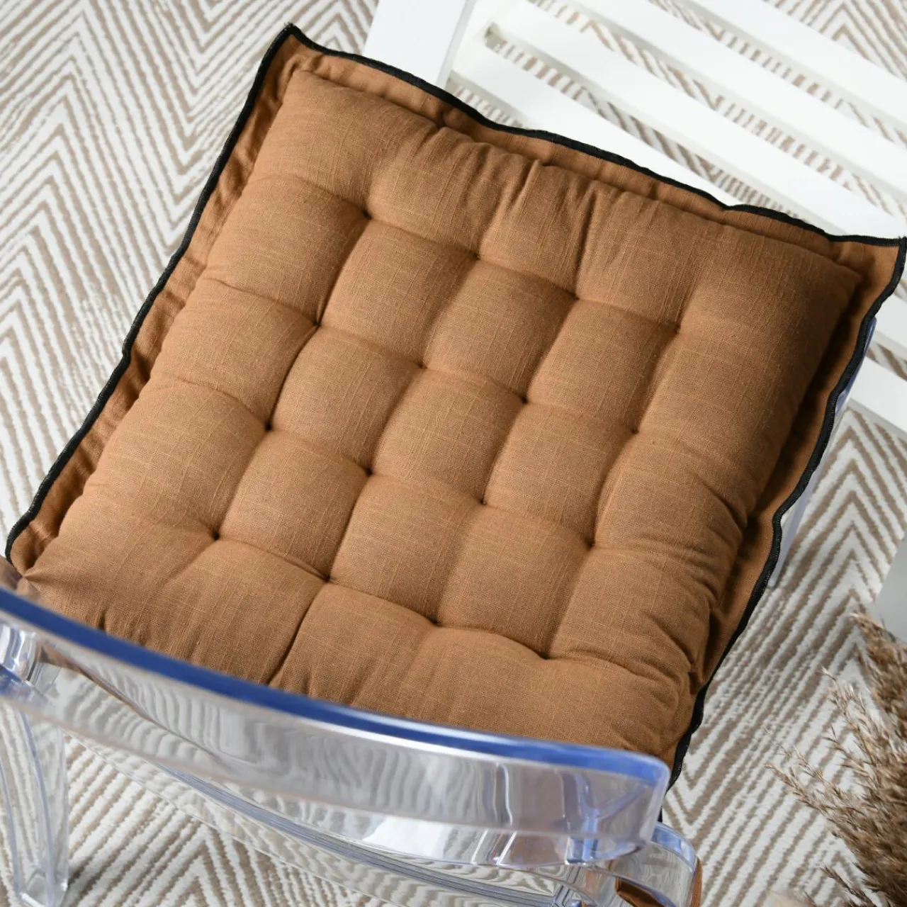 Galette De Chaise|STOF Coussin de chaise carré coton (38 x 38 cm) Helios Camel