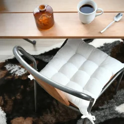 Galette De Chaise|STOF Coussin de chaise carré velours (38 x 38 cm) Dandy Ecru