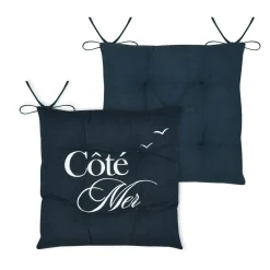 Galette De Chaise|STOF Coussin de chaise carrée coton (38x38 cm) Bordemer Bleu marine