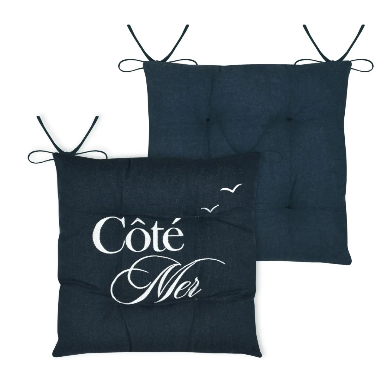 Galette De Chaise|STOF Coussin de chaise carrée coton (38x38 cm) Bordemer Bleu marine