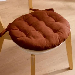 Galette De Chaise|EMINZA Coussin de chaise rond coton (40 cm) Pixel Terracotta