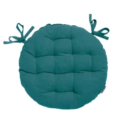 Galette De Chaise|EMINZA Coussin de chaise rond coton (40 cm) Pixel Bleu canard