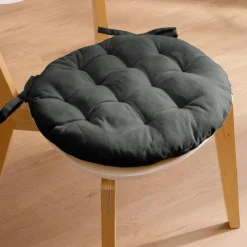 Galette De Chaise|EMINZA Coussin de chaise rond coton (40 cm) Pixel Gris Anthracite