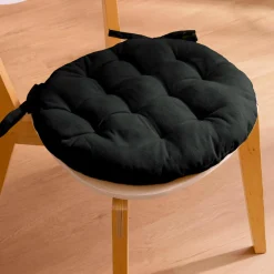 Galette De Chaise|EMINZA Coussin de chaise rond coton (40 cm) Pixel Noir