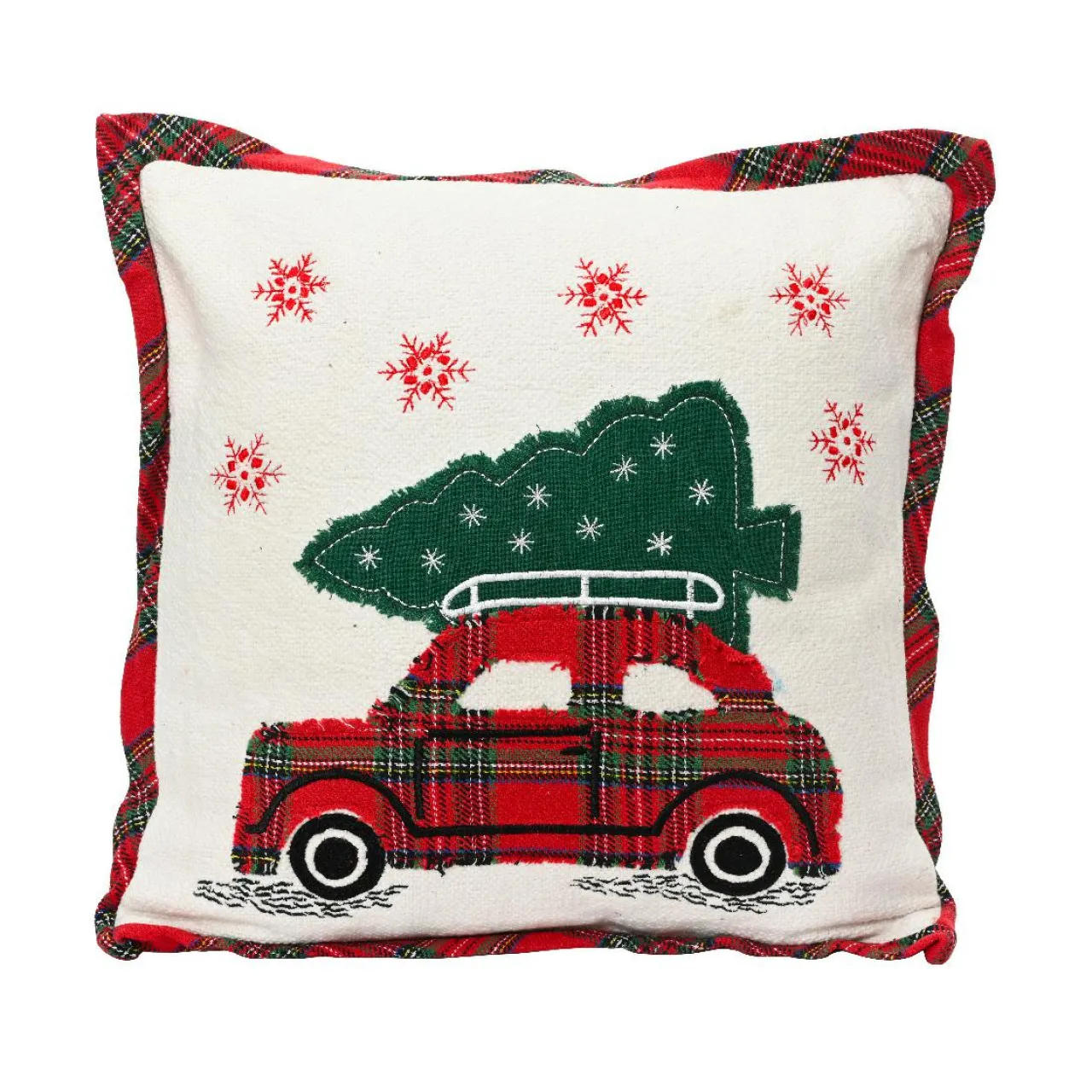 Plaid, Coussin Et Tapis De Noël|KAEMINGK Coussin de Noël carré coton (45 x 45 cm) Christmas Tartan Rouge