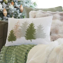 Plaid, Coussin Et Tapis De Noël|KAEMINGK Coussin de Noël rectangulaire (30 x 50 cm) Forêt de sapins Gris