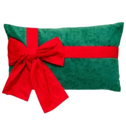 Plaid, Coussin Et Tapis De Noël|JJA Coussin de Noël rectangulaire (30 x 50 cm) Nœud en velours Rouge et Vert
