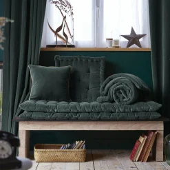 Coussin De Sol|EMINZA Coussin de sol carré velours de coton (50 x 50 cm) Victor Gris ardoise