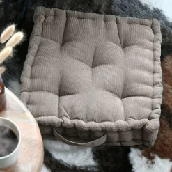 Coussin De Sol|STOF Coussin de sol carré velours (45 x 45 cm) Dandy Taupe