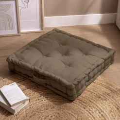 Coussin De Sol|EMINZA Coussin de sol coton (60 x 60 cm) Pixel Taupe