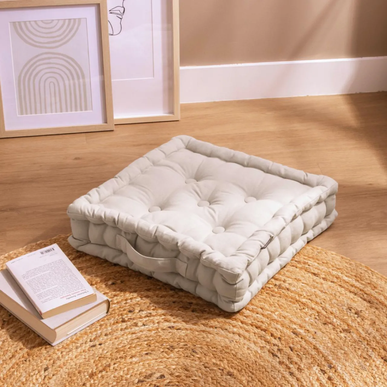 Coussin De Sol|EMINZA Coussin de sol coton (40 x 40 cm) Pixel Beige