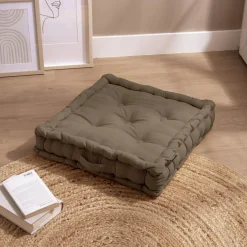 Coussin De Sol|EMINZA Coussin de sol coton (50 x 50 cm) Pixel Taupe