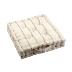 Coussin Déco D'Extérieur|Coussin Déco D'Extérieur|EMINZA Coussin de sol extérieur toile de coton (45 x 45 cm) Ocealys Beige
