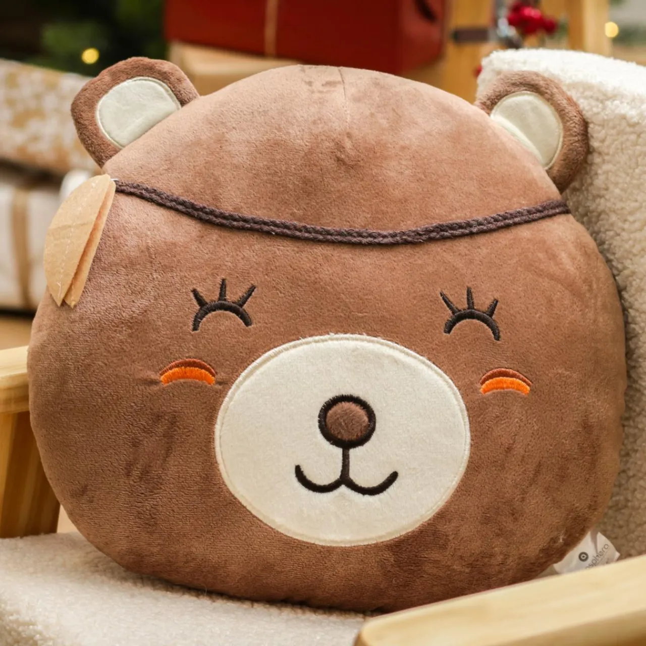 Coussin Et Plaid Enfant|Coussin Et Plaid Enfant|Atmosphera createur d'interieur for kids Coussin enfant (27 x 30 cm) Tête d'Ours Marron