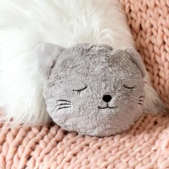 Coussin Et Plaid Enfant|Coussin Et Plaid Enfant|Atmosphera createur d'interieur for kids Coussin fausse fourrure enfant (27 cm) Chat Gris