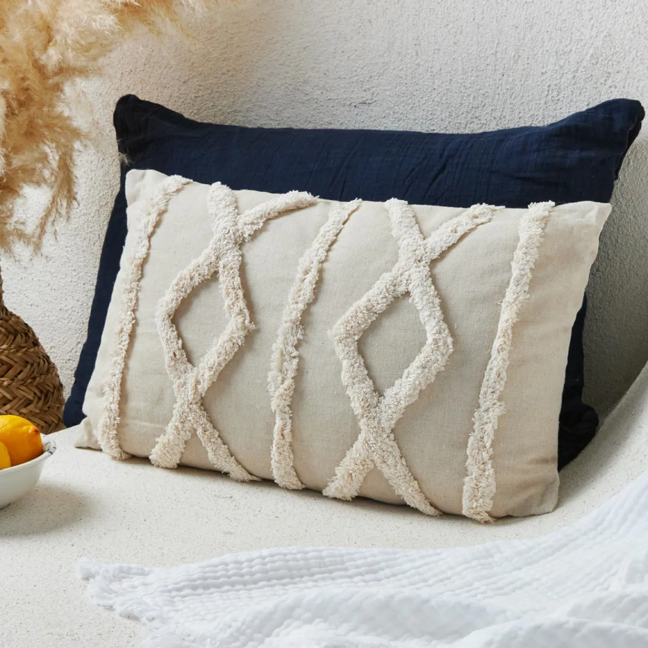 Coussin Et Housse|DOUCEUR D'INTERIEUR Coussin rectangulaire (30 x 50 cm) Safira Ecru