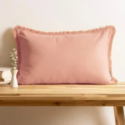 Coussin Et Housse|EMINZA Coussin rectangulaire coton (40 x 60 cm) Pixel franges Rose Pêche