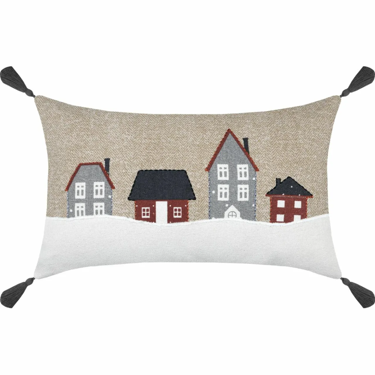 Coussin Et Housse|LOVELY CASA Coussin rectangulaire coton (30 x 50 cm) Cornouailles Beige