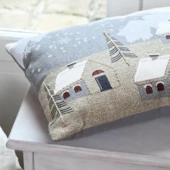 Coussin Et Housse|LOVELY CASA Coussin rectangulaire coton (30 x 50 cm) Cornouailles Gris