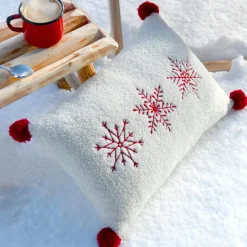 Coussin Et Housse|STOF Coussin rectangulaire effet fausse fourrure (30 x 50 cm) Bessey Rouge