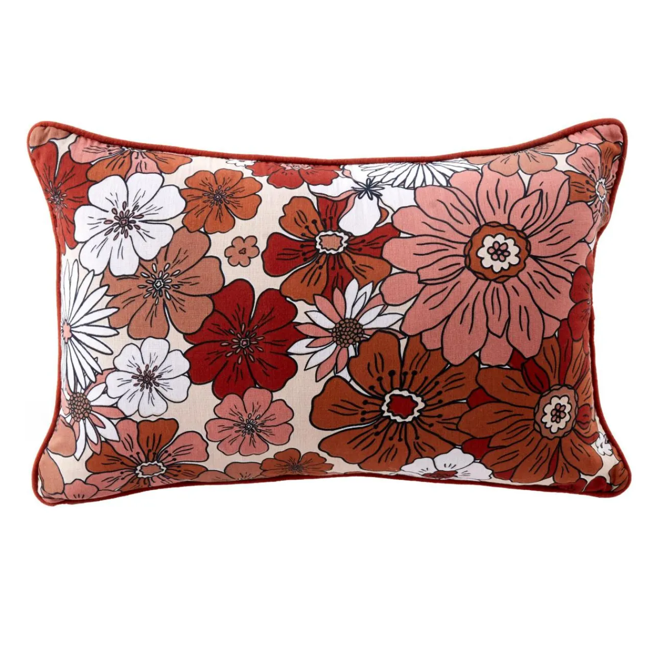 Coussin Et Housse|EMINZA Coussin rectangulaire en gaze de coton (40 x 60 cm) Gaïa Azalée Terracotta