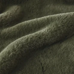 Coussin Et Housse|EMINZA Coussin rectangulaire fausse fourrure (40 x 60 cm) Finn Vert kaki