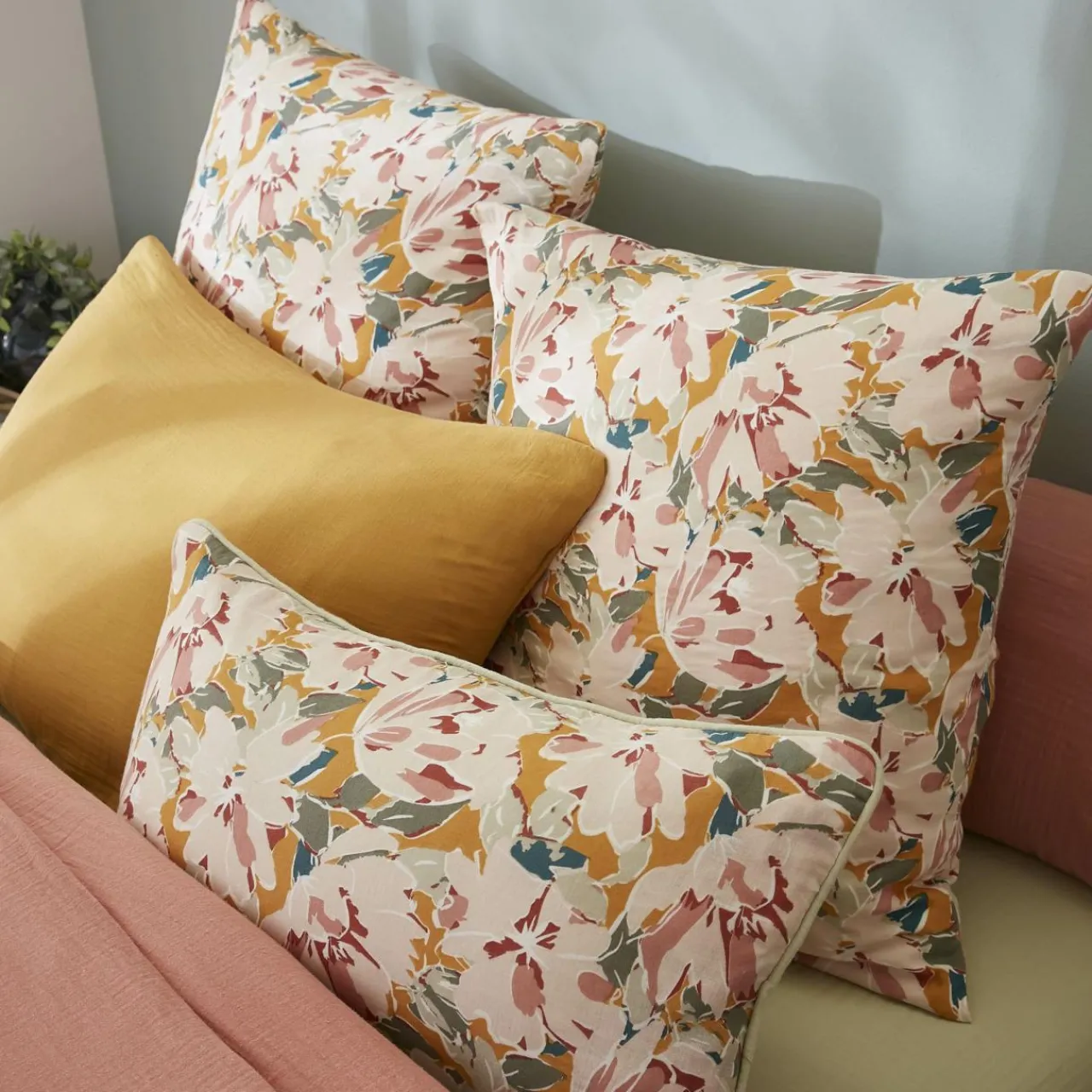 Coussin Et Housse|EMINZA Coussin rectangulaire gaze de coton (40 x 60 cm) April Multicolore