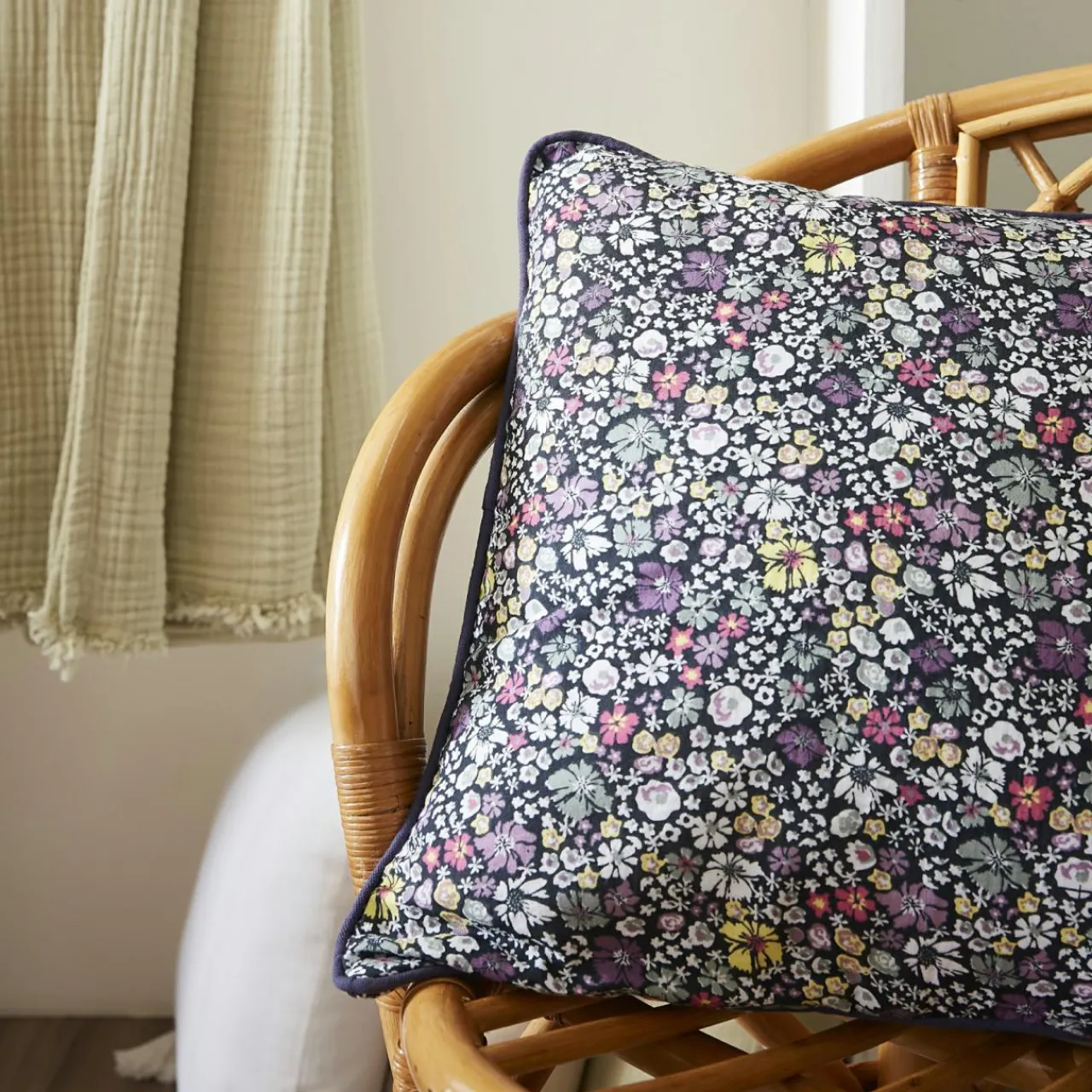 Coussin Et Housse|EMINZA Coussin rectangulaire gaze de coton (40 x 60 cm) Elya Violet