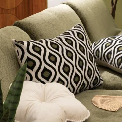 Coussin Et Housse|Atmosphera, cru017dateur d'intu017drieur Coussin rectangulaire polycoton (35 x 58 cm) Twist Noir