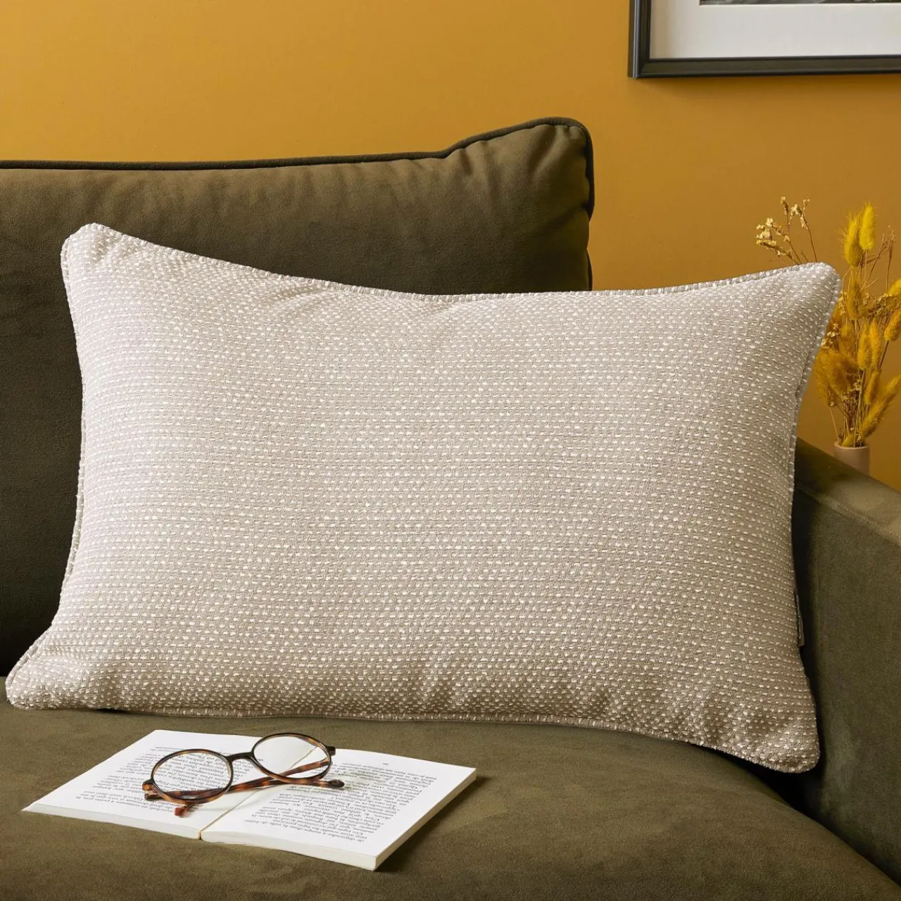 Coussin Et Housse|EMINZA Coussin rectangulaire tissé (40 x 60 cm) Oscar Taupe