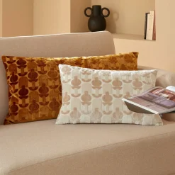 Coussin Et Housse|Atmosphera, cru017dateur d'intu017drieur Coussin rectangulaire velours (35 x 75 cm) Luna Jaune ocre