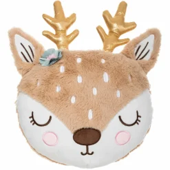 Coussin Et Plaid Enfant|Coussin Et Plaid Enfant|ATMOSPHERA Coussin rond enfant (30 cm) Tête de Biche Taupe