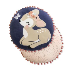 Coussin Et Plaid Enfant|Coussin Et Plaid Enfant|L'EFFET PAPILLON Coussin rond enfant coton (40 cm) Forêt enchantée Multicolore