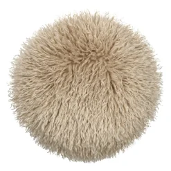 Coussin Et Housse|STOF Coussin rond fausse fourrure (40 cm) Cosylife Beige