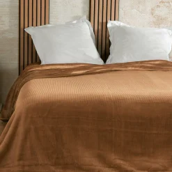Couvre-Lit Et Édredon|LINDER Couvre lit velours (240 x 260 cm) Gaufré Marron