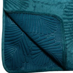 Couvre-Lit Et Édredon|ATMOSPHERA Couvre-lit (260 x 240 cm) Feuilles Bleu canard