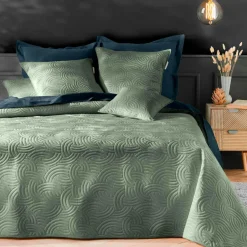 Couvre-Lit Et Édredon|douceur d'intu017drieur Couvre-lit matelassé et deux taies d'oreiller (220 x 240 cm) Solange cédre Vert