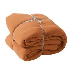 Couvre-Lit Et Édredon|EMINZA Couvre-lit matelassé gaze de coton (260 x 240 cm) Gaïa Abricot