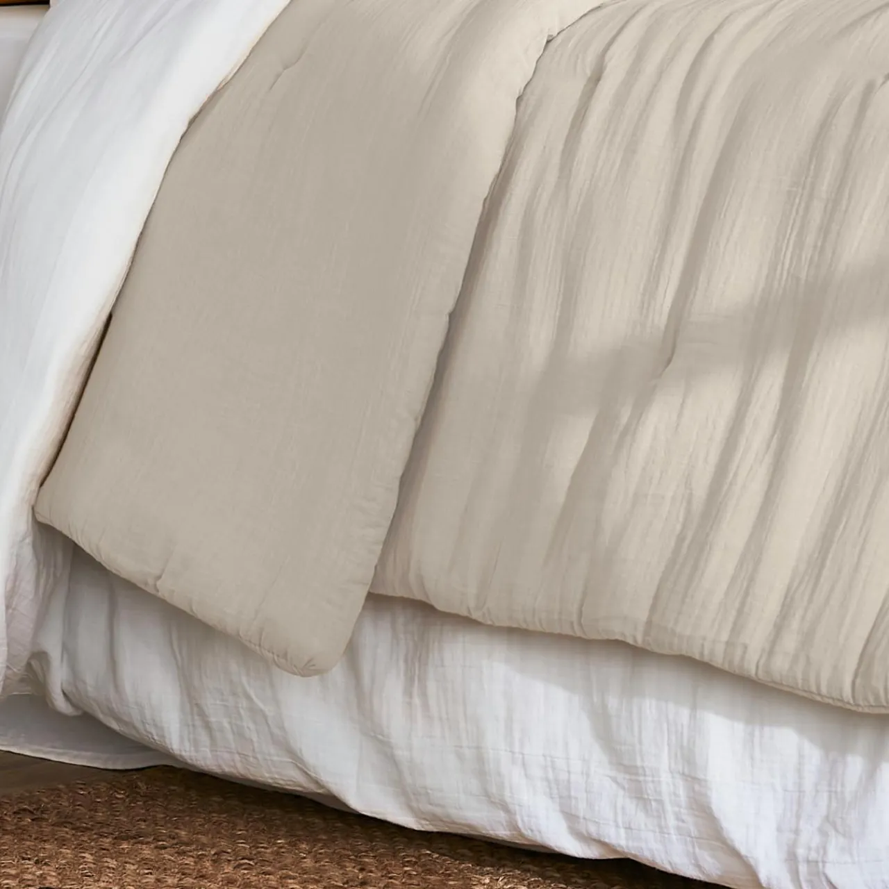 Couvre-Lit Et Édredon|EMINZA Couvre-lit matelassé gaze de coton (260 x 240 cm) Gaïa pampa Beige