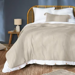 Couvre-Lit Et Édredon|EMINZA Couvre-lit matelassé gaze de coton (240 x 220 cm) Gaïa pampa Beige