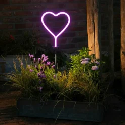 Luminaire Jardin|Eclairage Extérieur|KAEMINGK Décoration lumineuse Solaire à piquer au sol (H82 cm) Coeur néon Rose