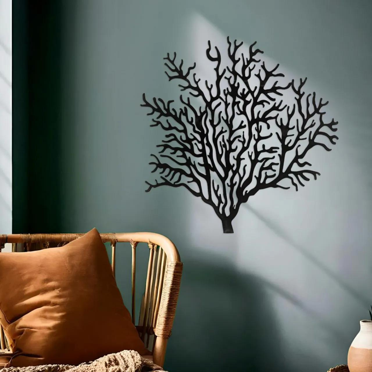 Toile, Cadre, Déco Murale|EMINZA Décoration murale en métal (H56 cm) Corail Noir