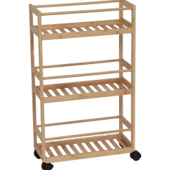 Rangement Salle De Bain|Desserte, Meuble|TENDANCE Desserte à roulettes 3 niveaux bambou (H75 cm) Harmonie Naturel