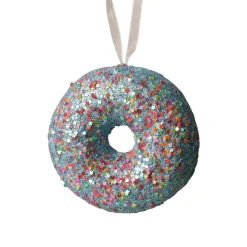 Décoration De Sapin|KAEMINGK Donut de Noël à suspendre (D9 cm) Gourmandise pailleté Bleu