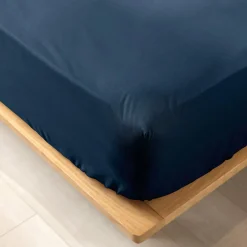 Drap Housse|DOUCEUR D'INTERIEUR Drap housse coton bio (160 x 200 cm) Biolina Bleu nuit