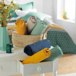 Drap Housse|DOUCEUR D'INTERIEUR Drap housse coton bio (160 x 200 cm) Biolina Bleu nuit
