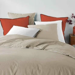 Drap Housse|DOUCEUR D'INTERIEUR Drap housse coton lavé (140 x 190 cm) Linette Beige