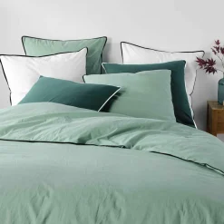 Drap Housse|DOUCEUR D'INTERIEUR Drap housse coton lavé (160 x 200 cm) Linette Vert sauge