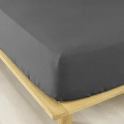 Drap Housse|EMINZA Drap housse flanelle de coton (90 x 190 cm) Nina Gris Anthracite
